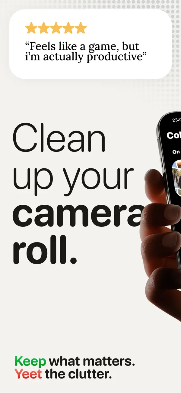 KeepYeet photo cleaner showing a simple camera roll cleanup experience